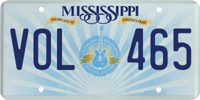 MS license plate VOL465