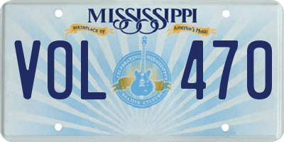 MS license plate VOL470
