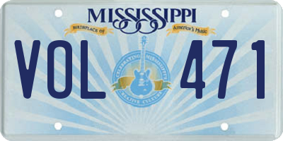 MS license plate VOL471