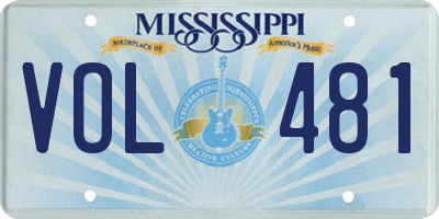 MS license plate VOL481