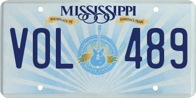 MS license plate VOL489