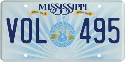 MS license plate VOL495