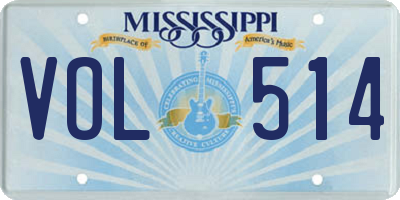 MS license plate VOL514