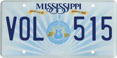 MS license plate VOL515