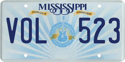 MS license plate VOL523