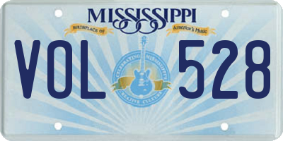 MS license plate VOL528