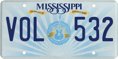 MS license plate VOL532