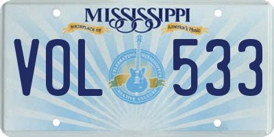 MS license plate VOL533