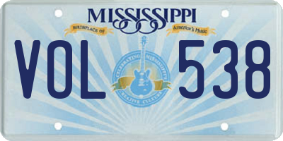 MS license plate VOL538