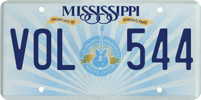 MS license plate VOL544