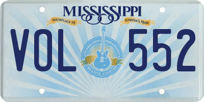 MS license plate VOL552