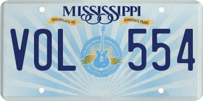 MS license plate VOL554