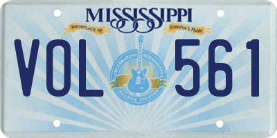 MS license plate VOL561