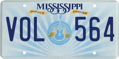 MS license plate VOL564