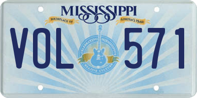 MS license plate VOL571