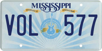 MS license plate VOL577