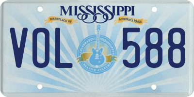 MS license plate VOL588