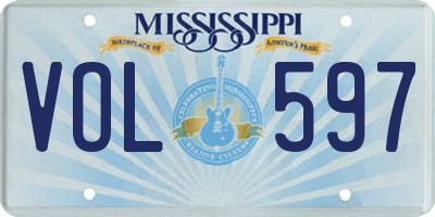 MS license plate VOL597