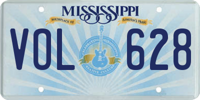 MS license plate VOL628