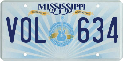 MS license plate VOL634