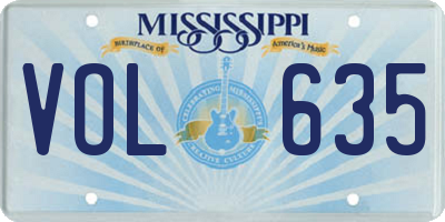 MS license plate VOL635