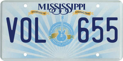 MS license plate VOL655