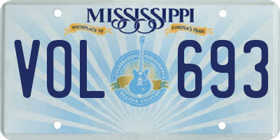 MS license plate VOL693