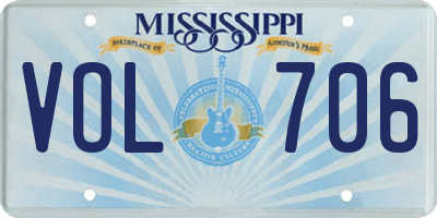 MS license plate VOL706