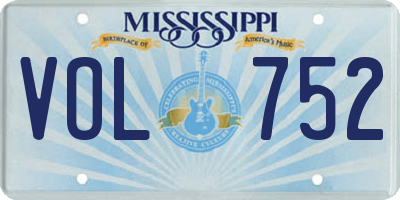 MS license plate VOL752