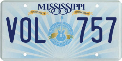 MS license plate VOL757