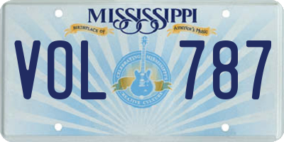 MS license plate VOL787