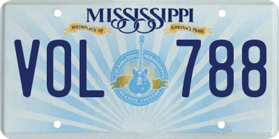 MS license plate VOL788