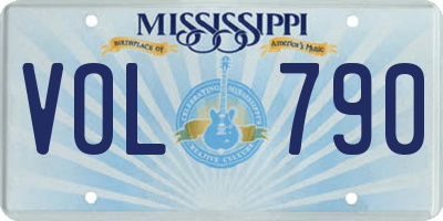MS license plate VOL790