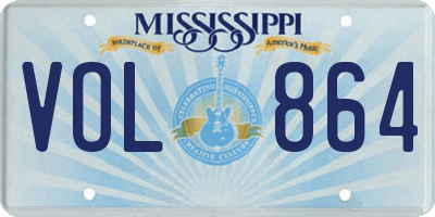 MS license plate VOL864
