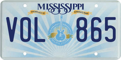 MS license plate VOL865