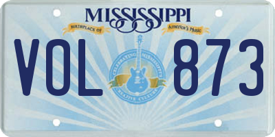 MS license plate VOL873