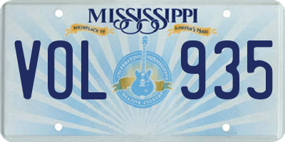 MS license plate VOL935