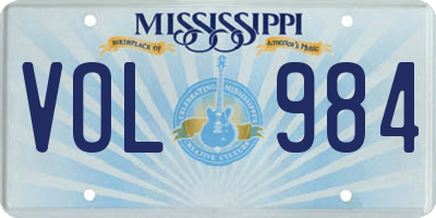 MS license plate VOL984