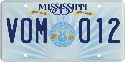 MS license plate VOM012