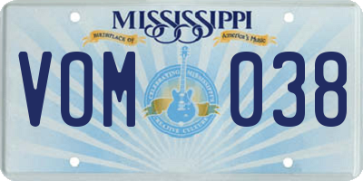MS license plate VOM038
