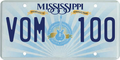 MS license plate VOM100