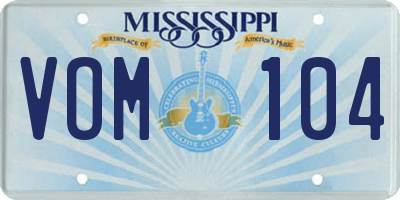 MS license plate VOM104