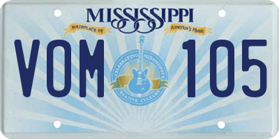 MS license plate VOM105