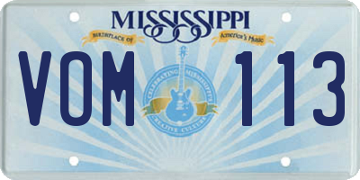 MS license plate VOM113