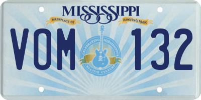 MS license plate VOM132