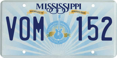 MS license plate VOM152