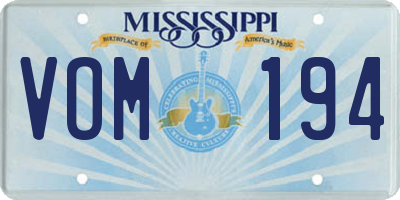 MS license plate VOM194