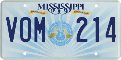MS license plate VOM214