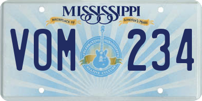 MS license plate VOM234