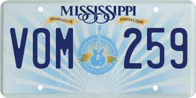 MS license plate VOM259